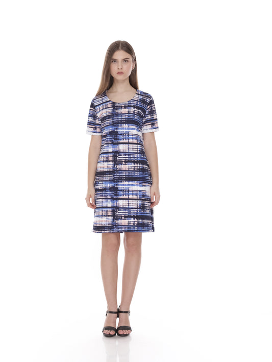 Blue Abstract Pattern Mini Dress